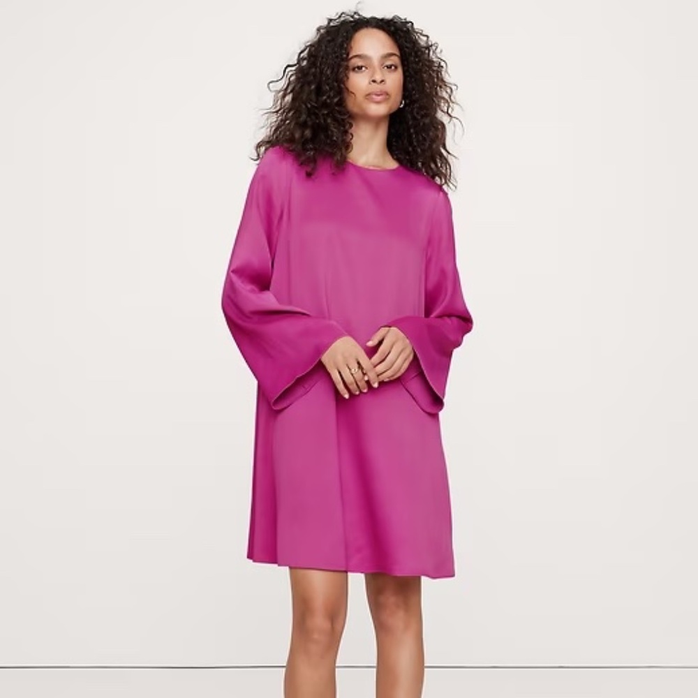Banana Republic Italian Satin Mini Dress Magenta Orchid Pink